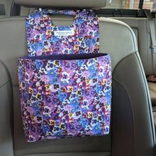 Load image into Gallery viewer, Purple Pansy Print Car Organizer/ Trash Can