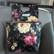 Load image into Gallery viewer, Black Large Flower Print Car Organizer/ Trash Can
