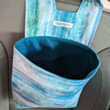 Load image into Gallery viewer, Teal Print Car Organizer/ Trash Can