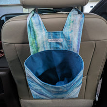 Load image into Gallery viewer, Teal Print Car Organizer/ Trash Can