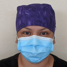 Load image into Gallery viewer, Surgical Cap Ponytail Style - Purple Brushstroke Print