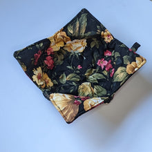 Load image into Gallery viewer, Black with Large Flowers Print - Bowl Hot Pad