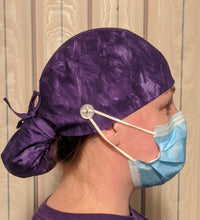Load image into Gallery viewer, Surgical Cap Ponytail Style - Purple Brushstroke Print