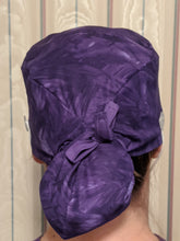 Load image into Gallery viewer, Surgical Cap Ponytail Style - Purple Brushstroke Print