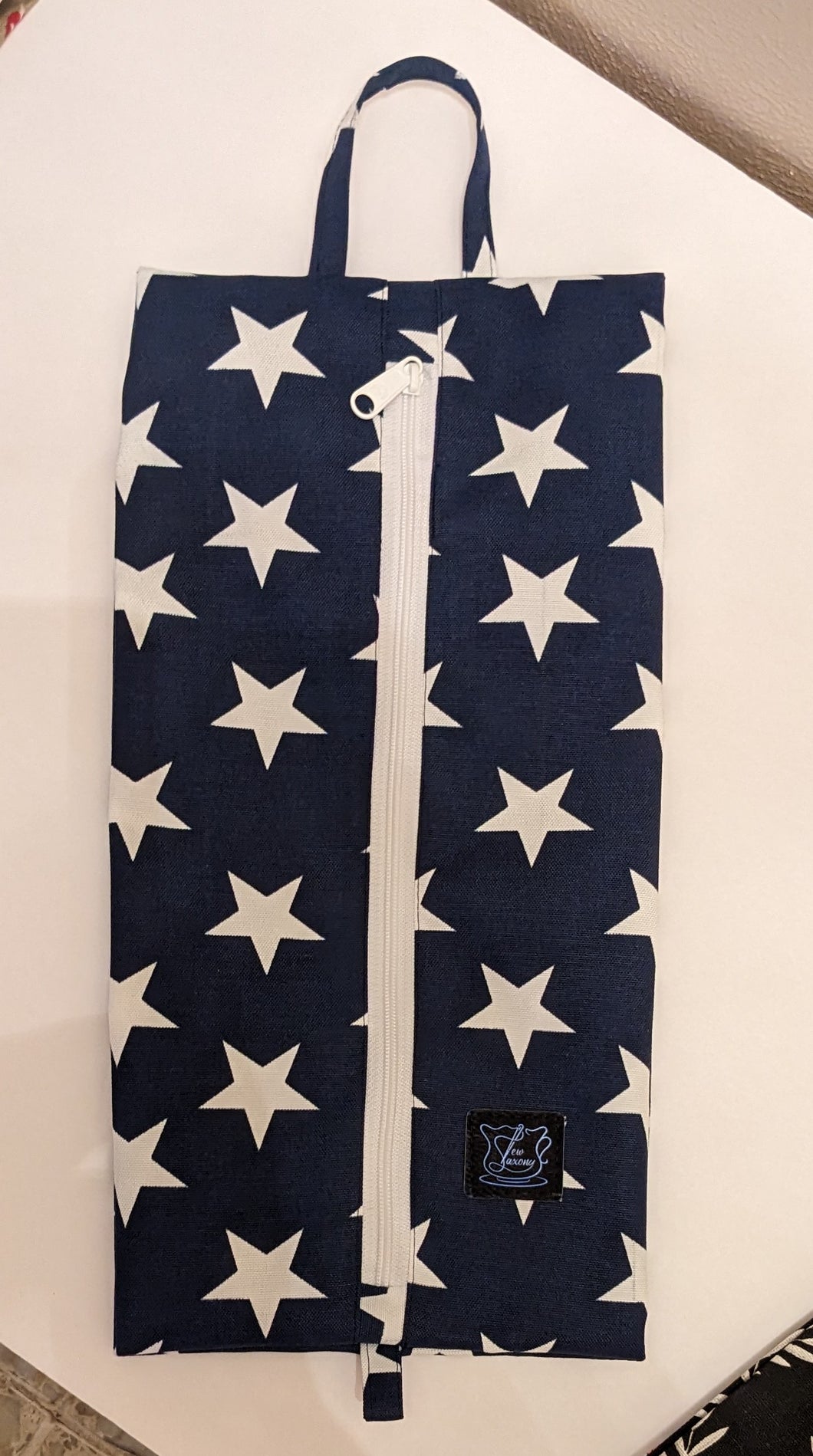 Navy Blue with Stars Print Expandable Shoe Bag