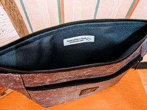 Feaux Leather Denim Hipster/Crossbody Bag