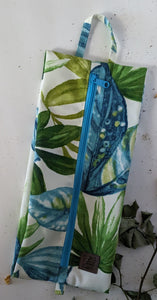 Green/Teal Palm Leaves Print Expandable Shoe Bag
