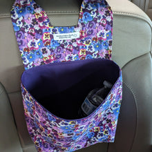 Load image into Gallery viewer, Purple Pansy Print Car Organizer/ Trash Can
