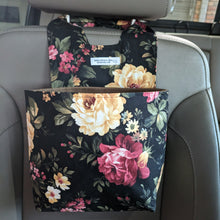 Load image into Gallery viewer, Black Large Flower Print Car Organizer/ Trash Can
