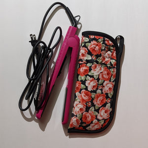 Red Rose Print Flat Iron/ Curling Iron/ Curling Wand Sleeve Protector