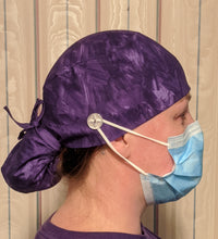Load image into Gallery viewer, Surgical Cap Ponytail Style - Purple Brushstroke Print
